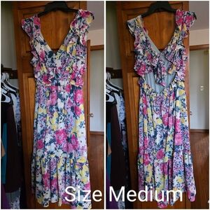 LC Lauren Conrad Floral Midi Dress - Pink, Blue, Yellow